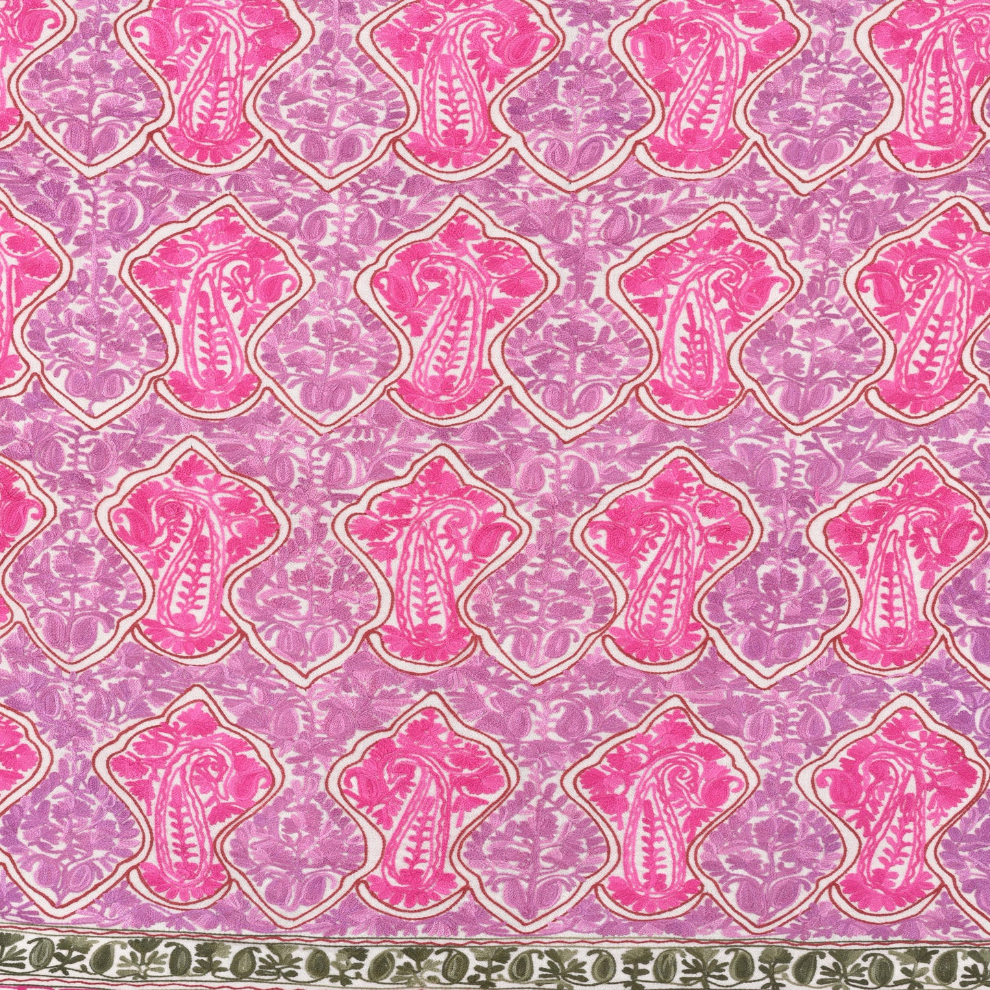 Kashmir Embroidered Floral Pure Wool Shawl | Traditional Aari Hand Embroidery | 28" x 80" Inch