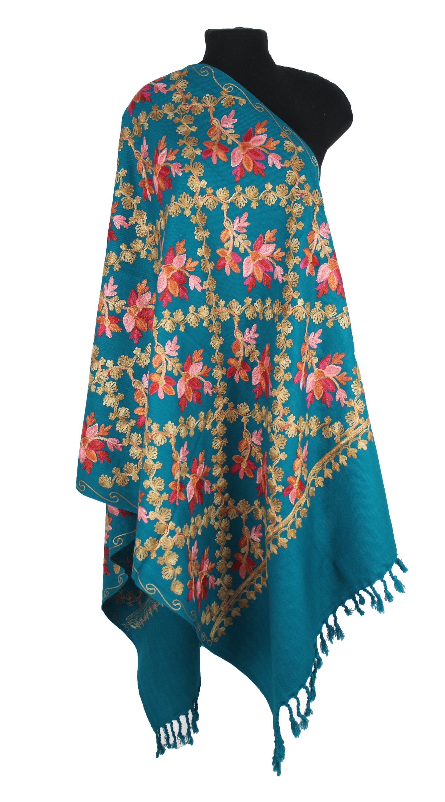 Kashmiri Shawl With Kashmire Embroidery, Indian Shawl, Mulit Color Embroidery Shawl, Aari Embroidery,Shawl Women, Kashmiri Accessory Size -28x80