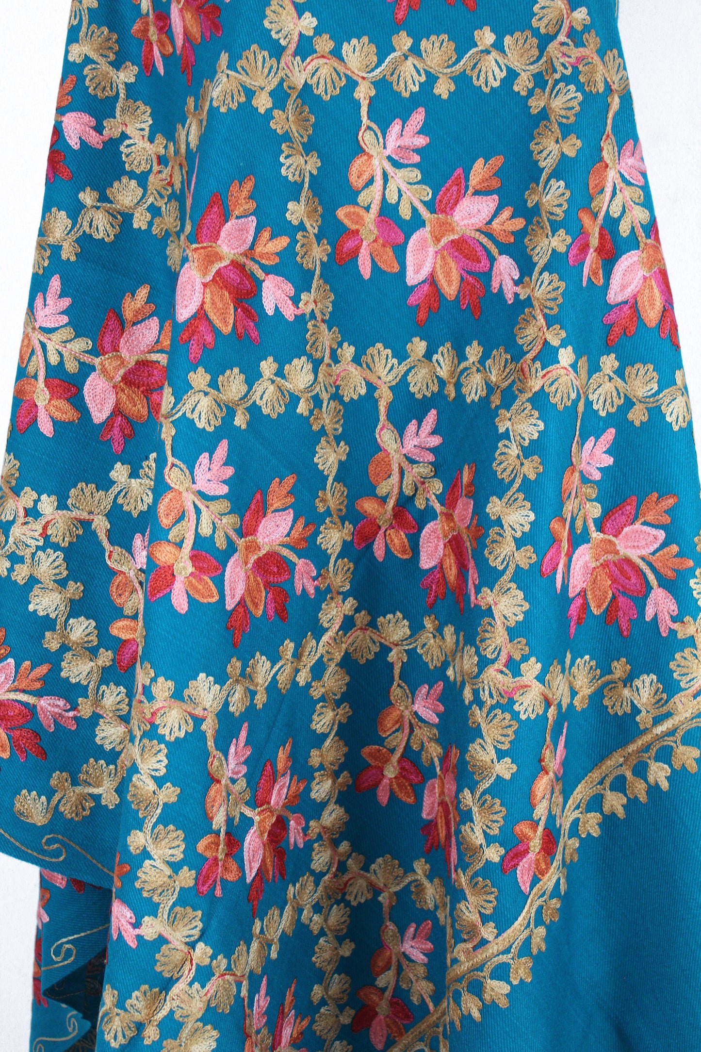 Kashmiri Shawl With Kashmire Embroidery, Indian Shawl, Mulit Color Embroidery Shawl, Aari Embroidery,Shawl Women, Kashmiri Accessory Size -28x80