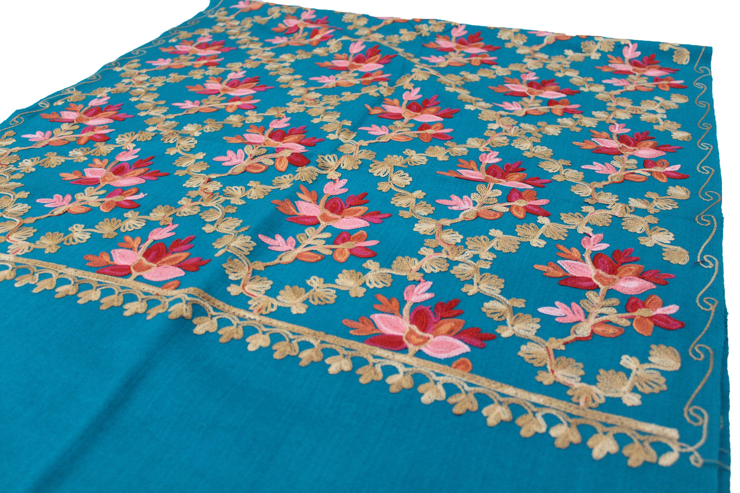 Kashmiri Shawl With Kashmire Embroidery, Indian Shawl, Mulit Color Embroidery Shawl, Aari Embroidery,Shawl Women, Kashmiri Accessory Size -28x80