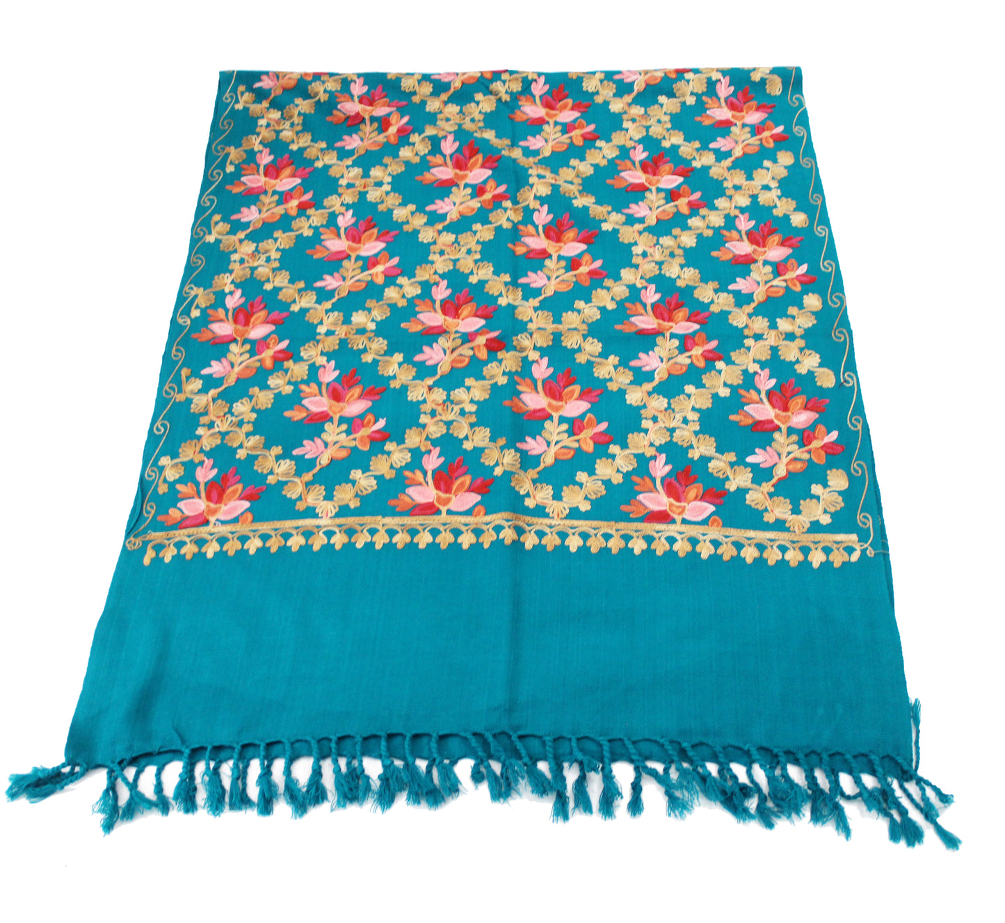 Kashmiri Shawl With Kashmire Embroidery, Indian Shawl, Mulit Color Embroidery Shawl, Aari Embroidery,Shawl Women, Kashmiri Accessory Size -28x80