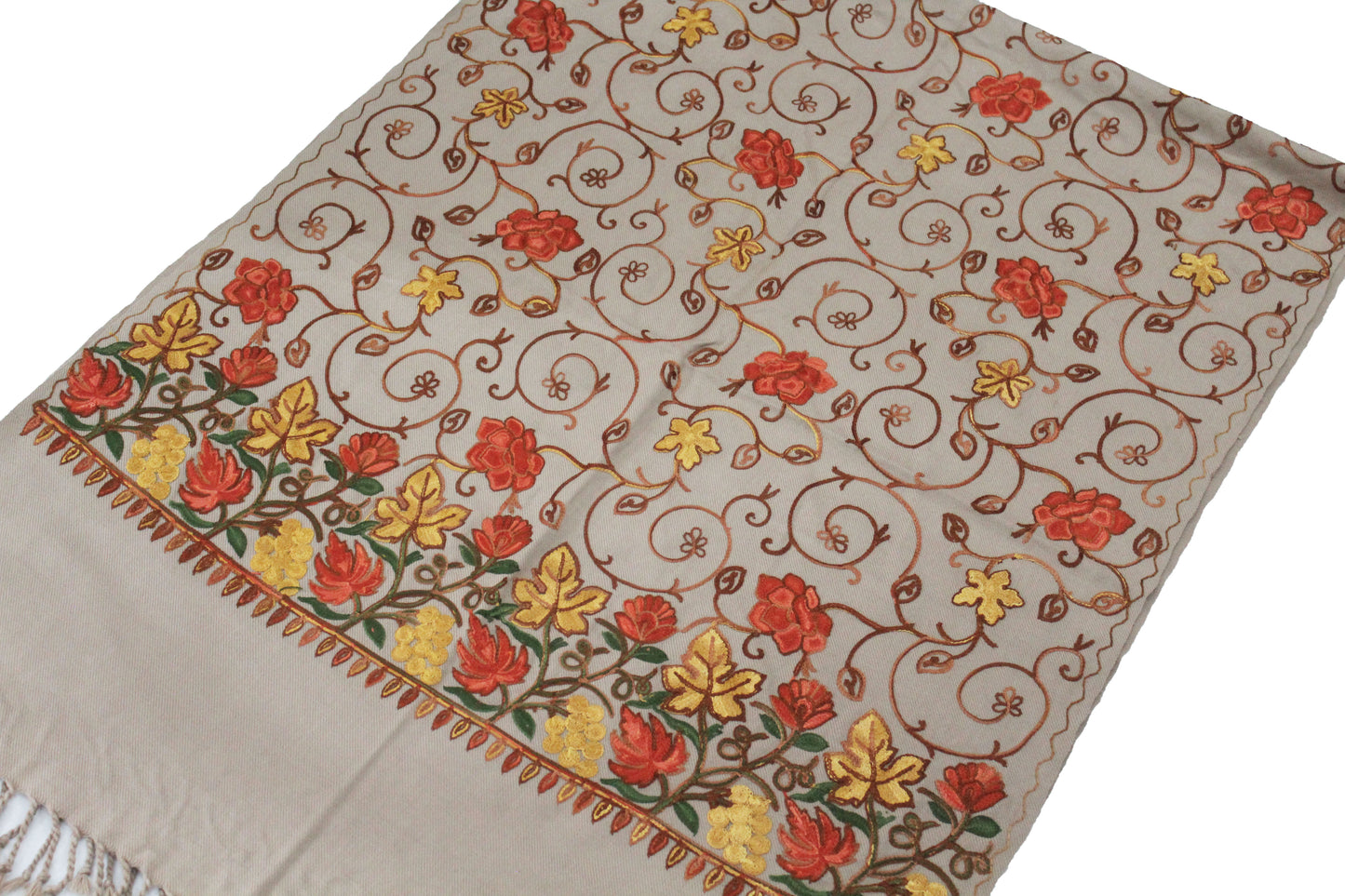 Kashmiri Shawl With Kashmire Embroidery, Indian Shawl, Mulit Color Embroidery Shawl, Aari Embroidery,Shawl Women, Kashmiri Accessory Size -28x80