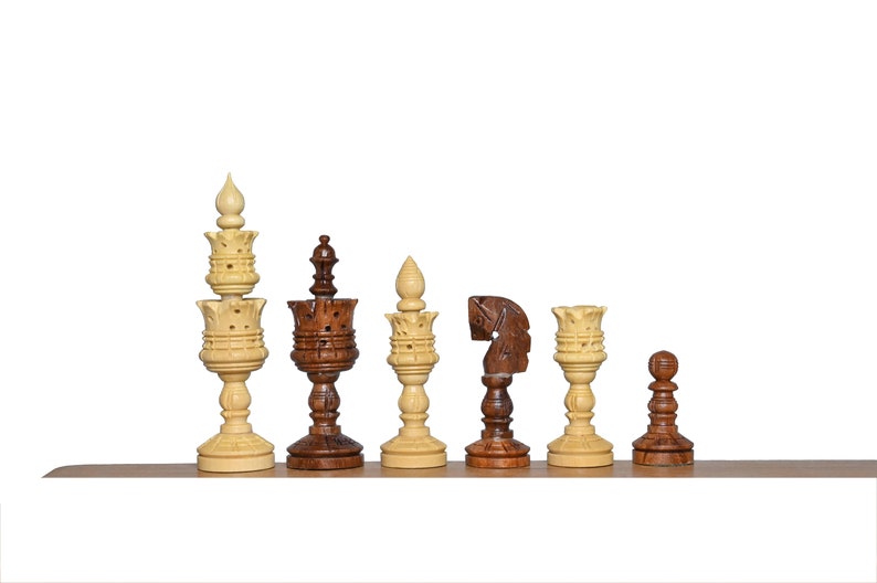 4.7" Hand-Carved Lotus Series Chess Set – Chess Pieces Only