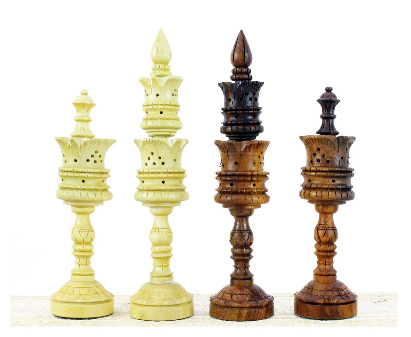 Flower Antique Design Hand Made Wooden Luxury Chess – Pieces Only (8-Inch King)