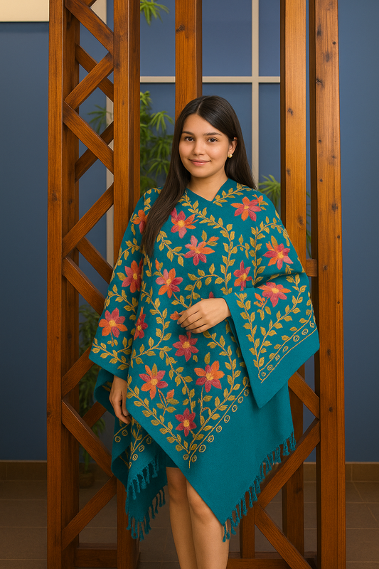 Kashmiri Shawl With Kashmire Embroidery, Indian Shawl, Mulit Color Embroidery Shawl, Aari Embroidery,Shawl Women, Kashmiri Accessory Size -28x80