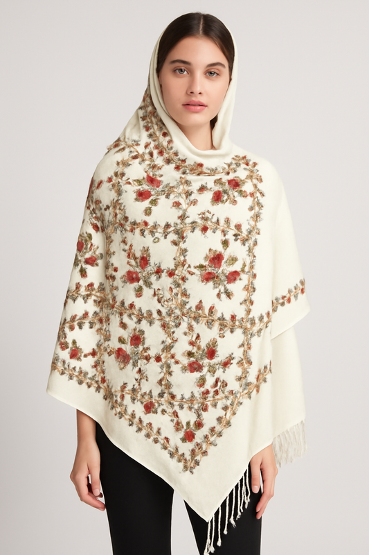 Kashmiri Shawl With Kashmire Embroidery, Indian Shawl, Mulit Color Embroidery Shawl, Aari Embroidery,Shawl Women, Kashmiri Accessory Size -28x80 (Copy)