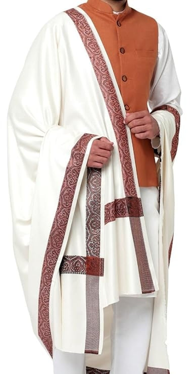 Men's Woven Border Woollen Lohi/Shawl [50" X 100"]