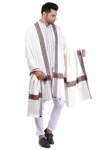 Men's Woven Border Woollen Lohi/Shawl [50" X 100"]