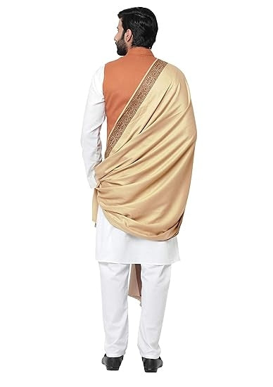 Men's Woven Border Woollen Lohi/Shawl [50" X 100"]