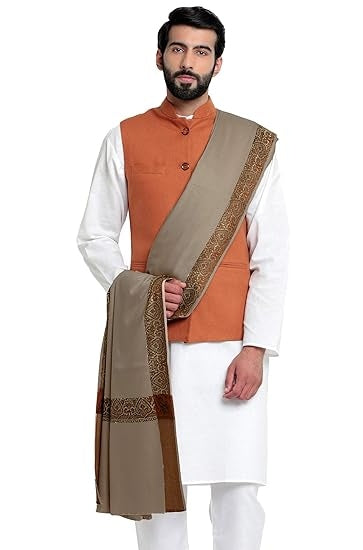 Men's Woven Border Woollen Lohi/Shawl [50" X 100"]