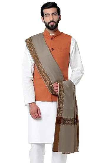 Men's Woven Border Woollen Lohi/Shawl [50" X 100"]