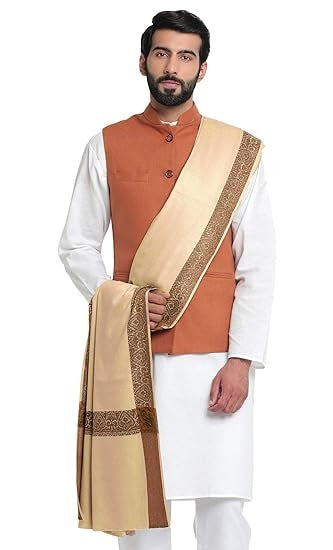 Men's Woven Border Woollen Lohi/Shawl [50" X 100"]