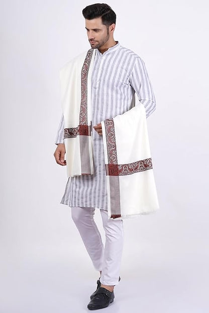 Men's Woven Border Woollen Lohi/Shawl [50" X 100"]