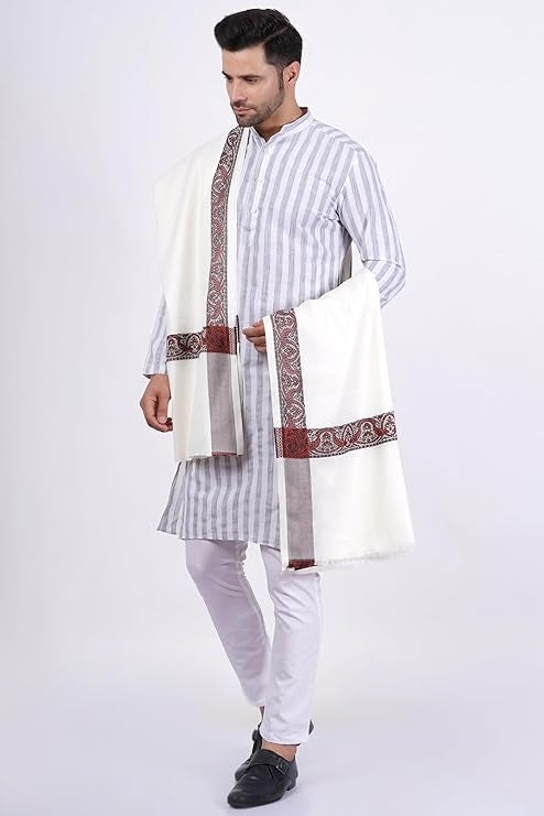 Men's Woven Border Woollen Lohi/Shawl [50" X 100"]