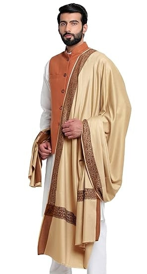 Men's Woven Border Woollen Lohi/Shawl [50" X 100"]