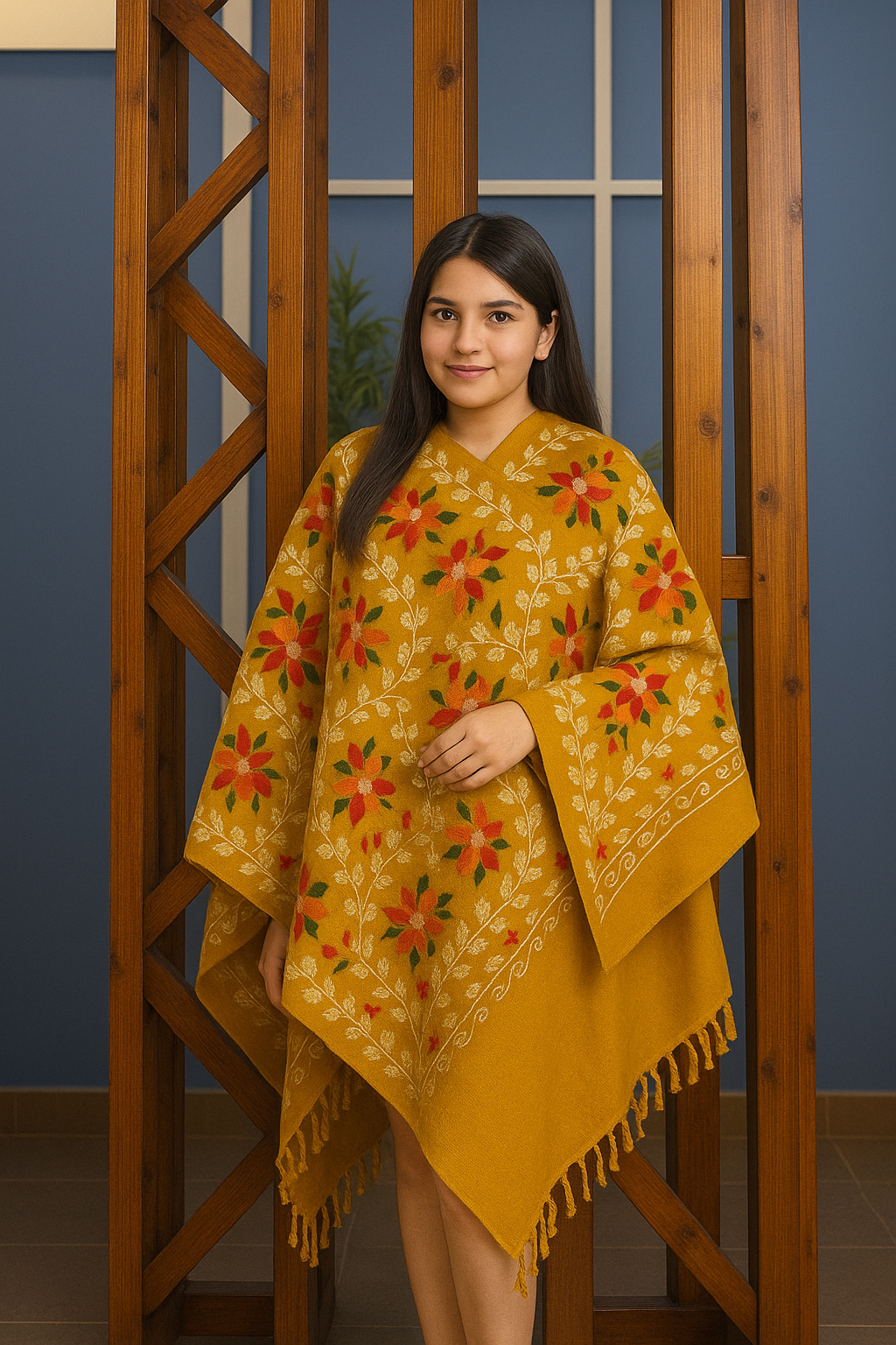 Kashmiri Shawl With Kashmire Embroidery, Indian Shawl, Mulit Color Embroidery Shawl, Aari Embroidery,Shawl Women, Kashmiri Accessory Size -28x80