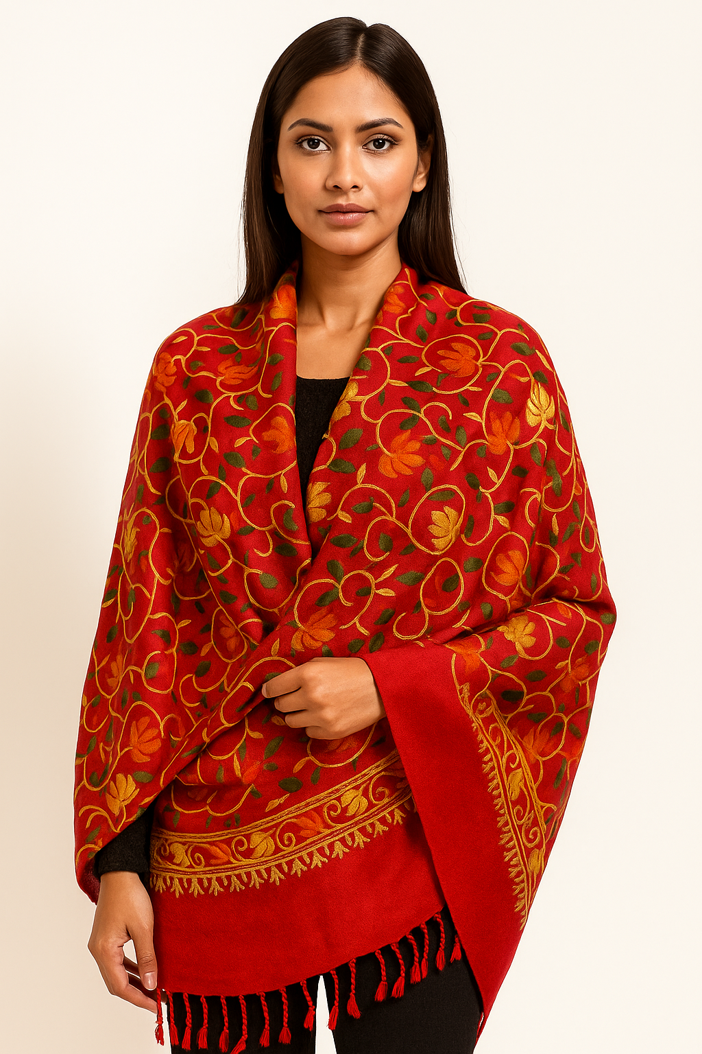 Kashmir Embroidered, Poly Acralic Wool 28"X80" Traditional Ari Embroidery Shawl/Stoles for Women,Ladies,Girls (Copy) (Copy)