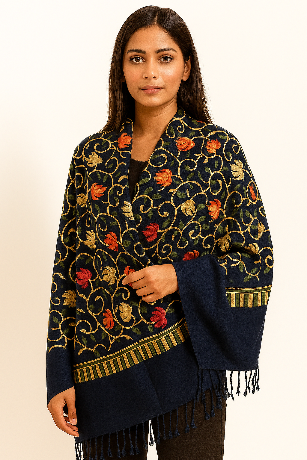 Kashmir Embroidered, Poly Acralic Wool 28"X80" Traditional Ari Embroidery Shawl/Stoles for Women,Ladies,Girls (Copy) (Copy)