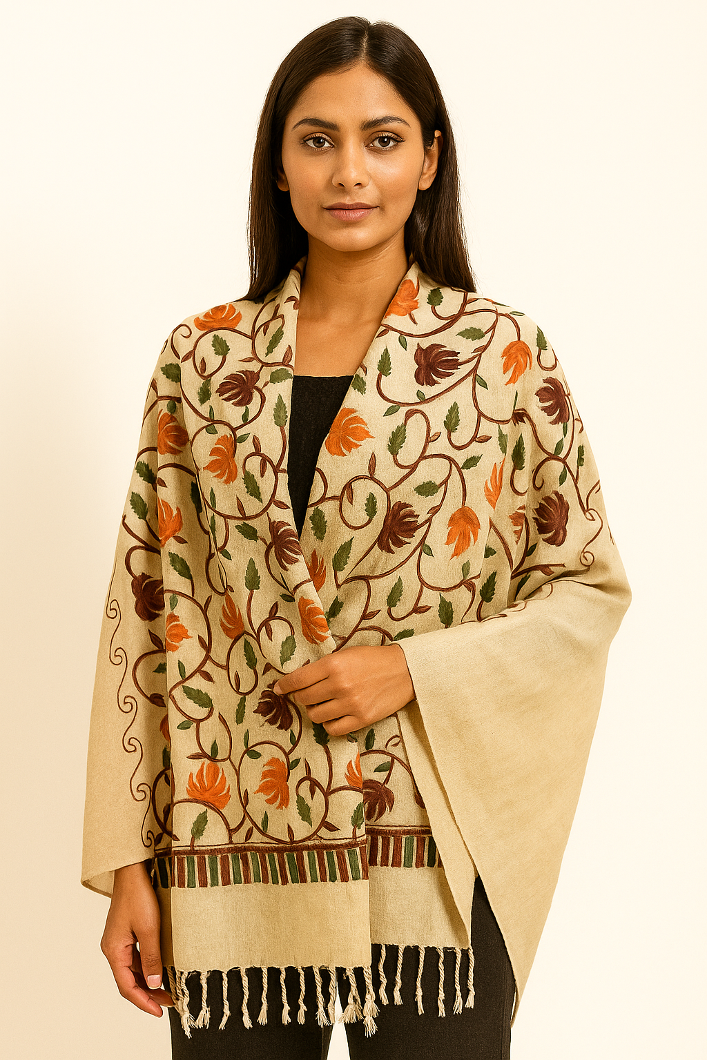 Kashmir Embroidered, Poly Acralic Wool 28"X80" Traditional Ari Embroidery Shawl/Stoles for Women,Ladies,Girls (Copy) (Copy)