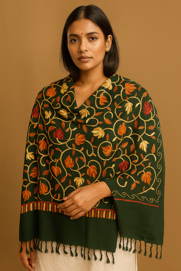 Kashmir Embroidered, Poly Acralic Wool 28"X80" Traditional Ari Embroidery Shawl/Stoles for Women,Ladies,Girls (Copy) (Copy)