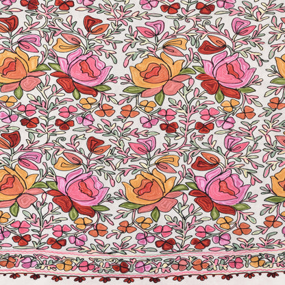 Kashmir Embroidered Floral Pure Wool Shawl | Traditional Aari Hand Embroidery | 28" x 80" Inch