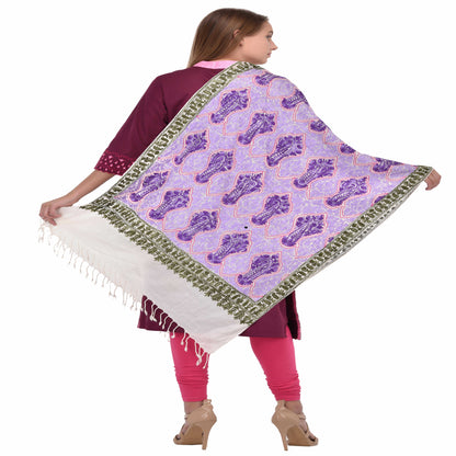 Kashmir Embroidered Floral Pure Wool Shawl | Traditional Aari Hand Embroidery | 28" x 80" Inch