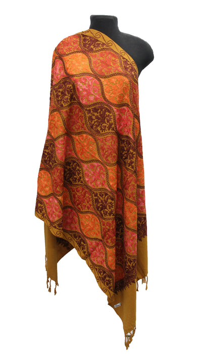Kashmiri Shawl With Kashmire Embroidery, Indian Shawl, Mulit Color Embroidery Shawl, Aari Embroidery,Shawl Women, Kashmiri Accessory Size -28x80