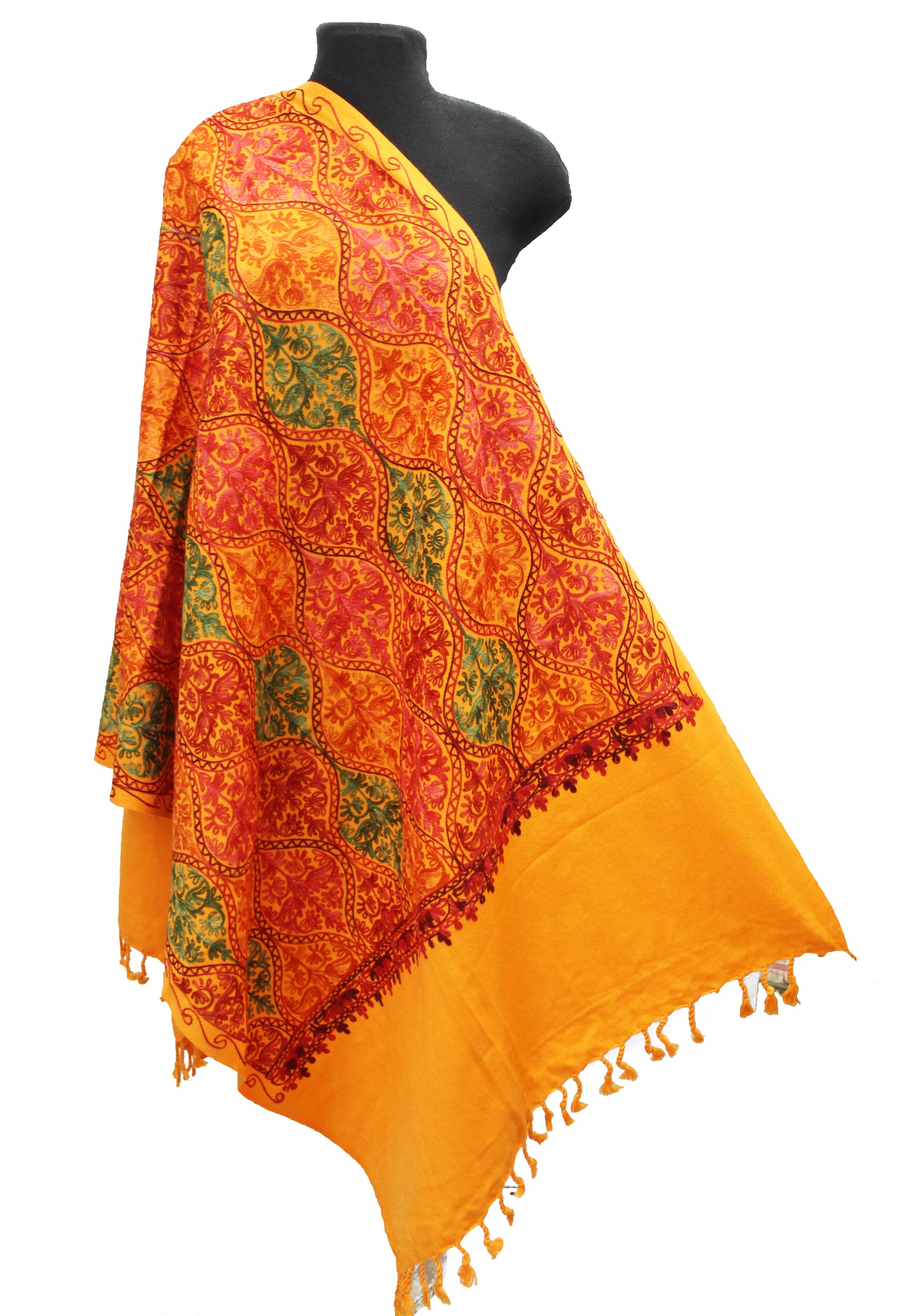 Kashmiri Shawl With Kashmire Embroidery, Indian Shawl, Mulit Color Embroidery Shawl, Aari Embroidery,Shawl Women, Kashmiri Accessory Size -28x80