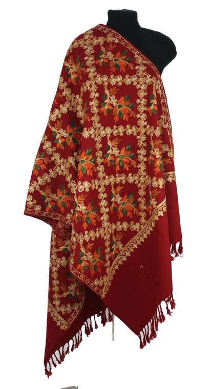 Kashmiri Shawl With Kashmire Embroidery, Indian Shawl, Mulit Color Embroidery Shawl, Aari Embroidery,Shawl Women, Kashmiri Accessory Size -28x80