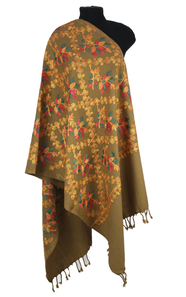 Kashmiri Shawl With Kashmire Embroidery, Indian Shawl, Mulit Color Embroidery Shawl, Aari Embroidery,Shawl Women, Kashmiri Accessory Size -28x80