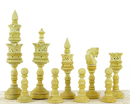 Flower Antique Design Hand Made Wooden Luxury Chess – Pieces Only (8-Inch King)