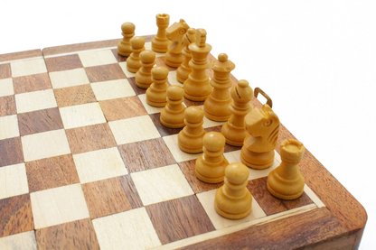 Wooden Handcrafted Foldable Magnetic Chess Board Set (6x6) – Premium Travel Chess with Storage Inside